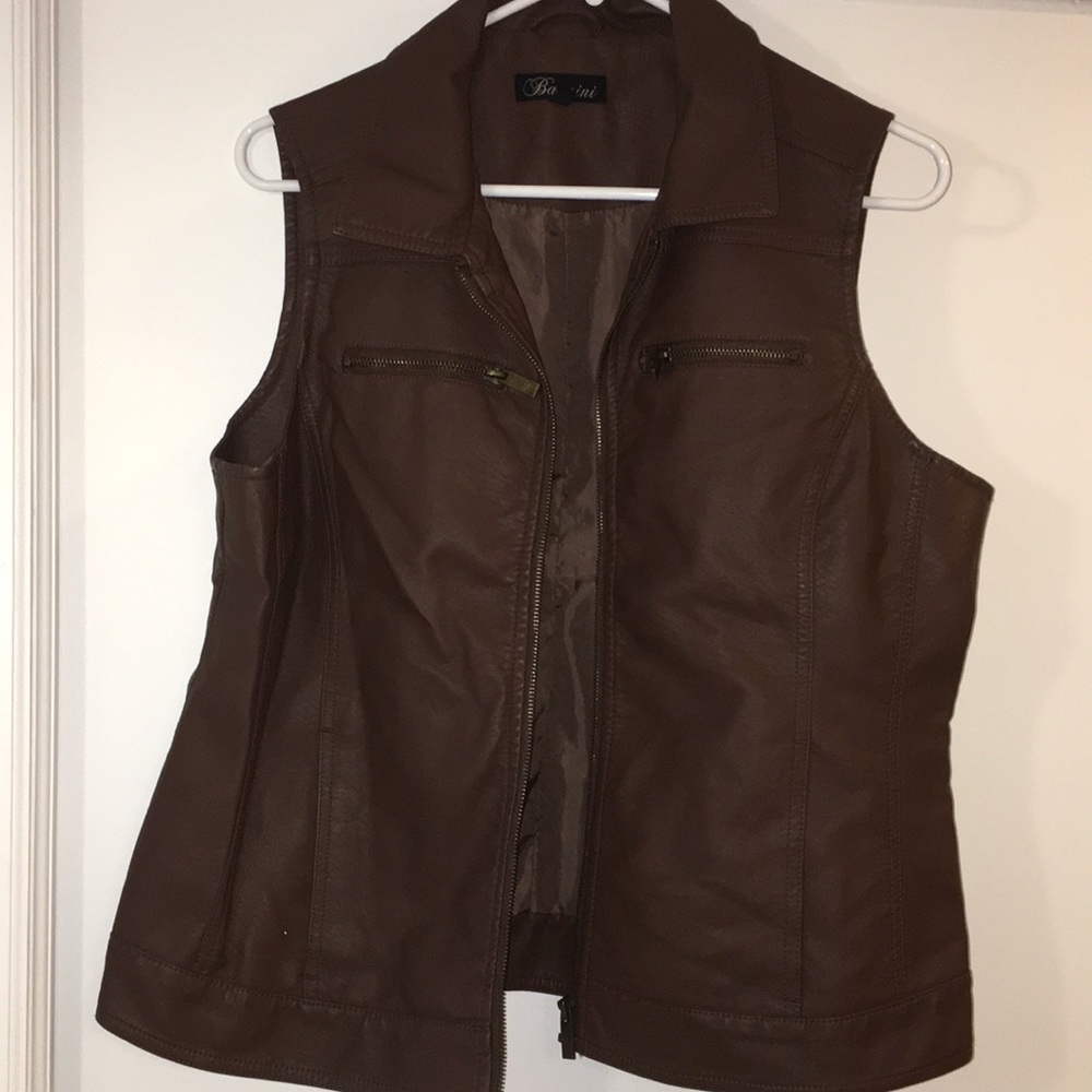 Brown Faux Leather Vest “Baccini”